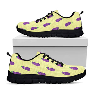 Cute Eggplant Pattern Print Black Running Shoes