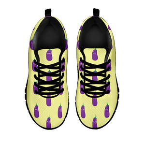 Cute Eggplant Pattern Print Black Running Shoes