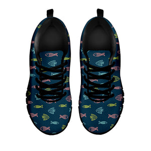 Cute Fish Pattern Print Black Running Shoes