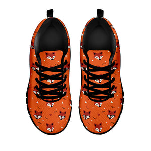 Cute Fox Pattern Print Black Running Shoes