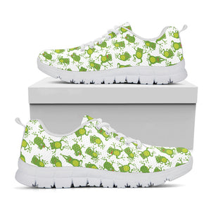 Cute Frog Pattern Print White Running Shoes