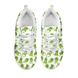 Cute Frog Pattern Print White Running Shoes