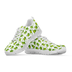 Cute Frog Pattern Print White Running Shoes