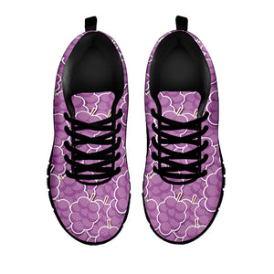 Cute Grape Pattern Print Black Running Shoes