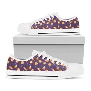 Cute Halloween Candy Pattern Print White Low Top Sneakers