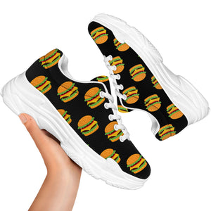 Cute Hamburger Pattern Print White Chunky Shoes