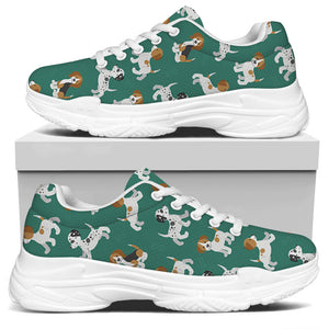Cute Jack Russell Terrier Pattern Print White Chunky Shoes
