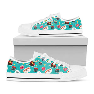 Cute Japanese Sushi Pattern Print White Low Top Sneakers