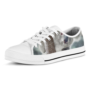 Cute Koala Print White Low Top Sneakers