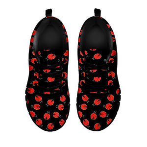 Cute Ladybird Pattern Print Black Running Shoes