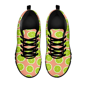 Cute Lime Pattern Print Black Running Shoes