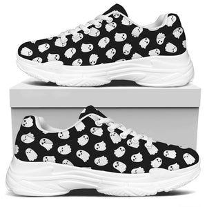 Cute Little Ghost Pattern Print White Chunky Shoes