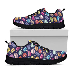 Cute Macarons Pattern Print Black Running Shoes