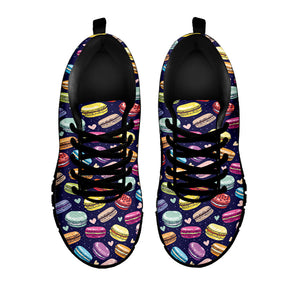 Cute Macarons Pattern Print Black Running Shoes