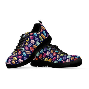 Cute Macarons Pattern Print Black Running Shoes