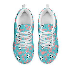 Cute Panda And Balloon Pattern Print White Running Shoes