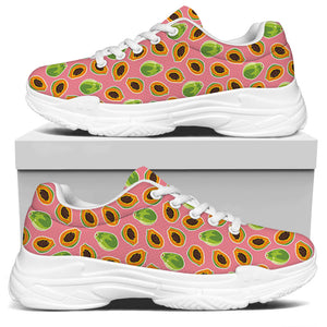 Cute Papaya Pattern Print White Chunky Shoes