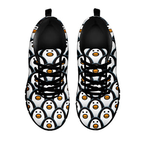 Cute Penguin Face Pattern Print Black Running Shoes