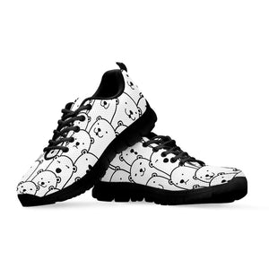 Cute Polar Bear Pattern Print Black Running Shoes