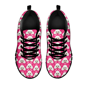 Cute Poodle Pattern Print Black Running Shoes