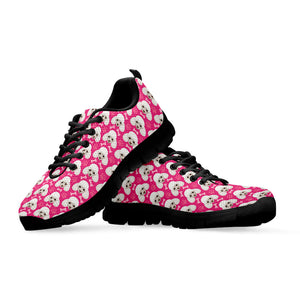 Cute Poodle Pattern Print Black Running Shoes