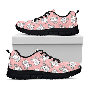 Cute Rat Pattern Print Black Running Shoes