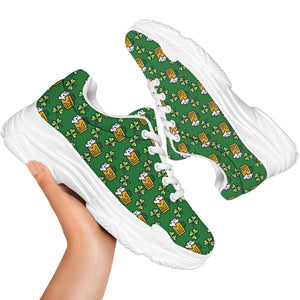 Cute St. Patrick's Day Pattern Print White Chunky Shoes