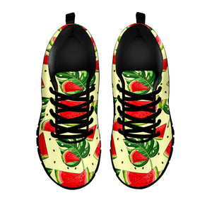 Cute Tropical Watermelon Pattern Print Black Running Shoes