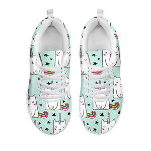 Cute Unicorn Cat Pattern Print White Running Shoes