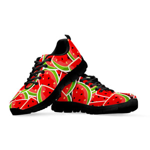 Cute Watermelon Slices Pattern Print Black Running Shoes