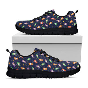 Cute Wizard Pattern Print Black Running Shoes
