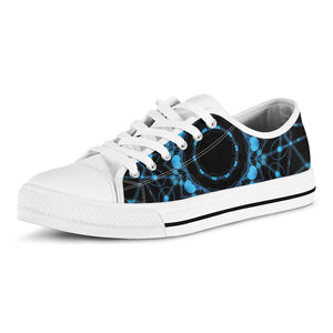 Dark Blue Kaleidoscope Print White Low Top Sneakers