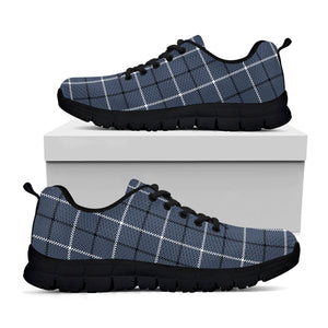 Dark Blue Tattersall Pattern Print Black Running Shoes