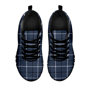 Dark Blue Tattersall Pattern Print Black Running Shoes