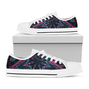 Dark Cloud Kaleidoscope Print White Low Top Sneakers
