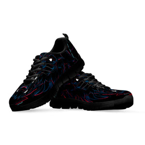 Dark Geometric Wolf Print Black Running Shoes