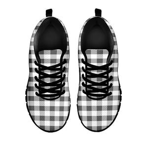 Dark Grey And White Gingham Print Black Running Shoes