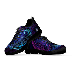 Dark Pisces Zodiac Sign Print Black Running Shoes