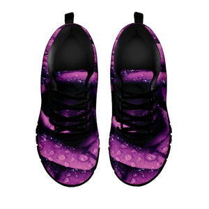 Dark Purple Rose Print Black Running Shoes