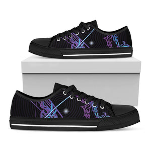 Dark Sagittarius Zodiac Sign Print Black Low Top Sneakers