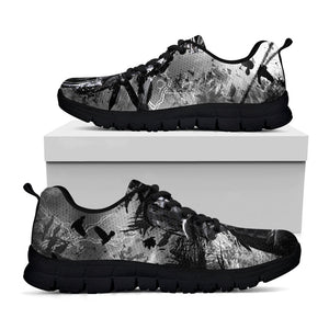 Dark Samurai Warrior Print Black Running Shoes