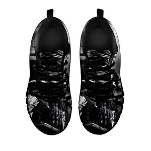 Dark Samurai Warrior Print Black Running Shoes