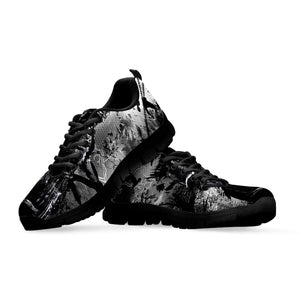 Dark Samurai Warrior Print Black Running Shoes