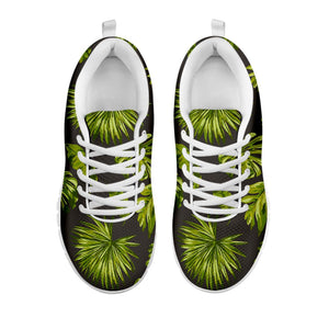 Dark Tropical Leaf Pattern Print White Running Shoes