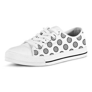Dartboard Pattern Print White Low Top Sneakers