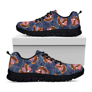 Denim American Eagle Pattern Print Black Running Shoes