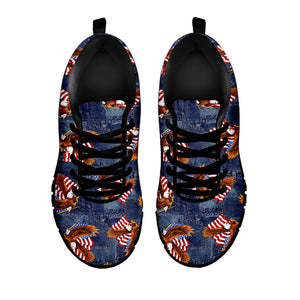 Denim American Eagle Pattern Print Black Running Shoes