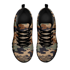 Desert Camouflage Print Black Running Shoes