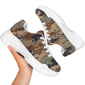 Desert Camouflage Print White Chunky Shoes