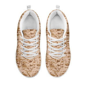 Desert Digital Camo Pattern Print White Running Shoes